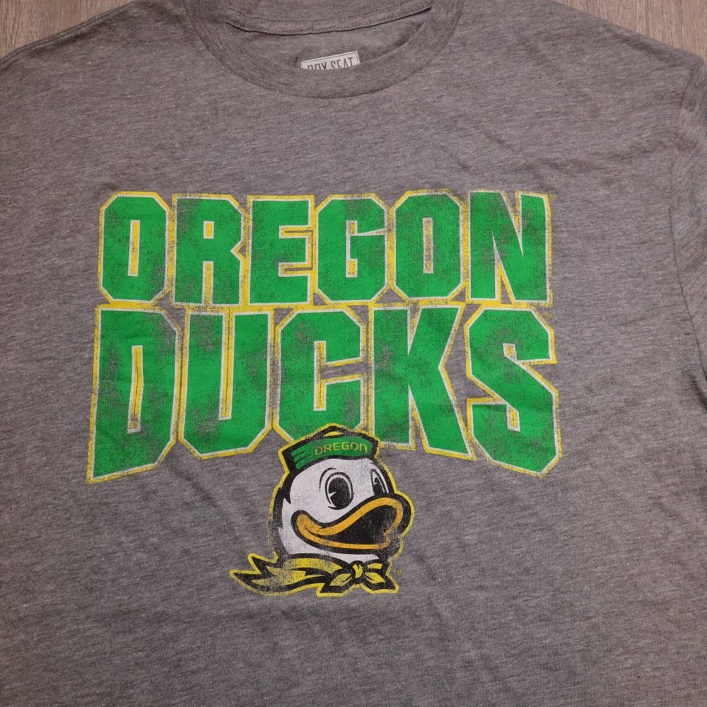 Oregon‎ Ducks Graphic T Shirt Mens Medium M Grey Box Seat Clothing NCAA Football